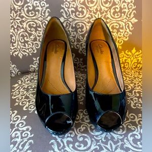 Patent Peep Toe Pump